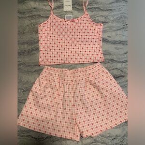 Pink Polka Dot Sleeveless Top and Shorts Set